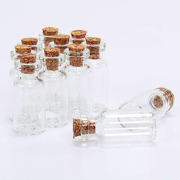 زفاف - Wholesale 20 Pcs Small Tiny Clear Glass Bottle Vial With Cork 2ml 16x35mm Newly