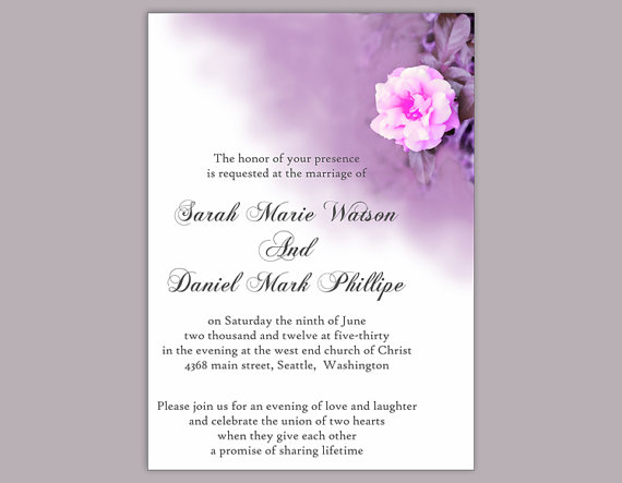 Свадьба - DIY Wedding Invitation Template Editable Word File Instant Download Printable Floral Invitation Rose Wedding Invitation Eggplant Invitation