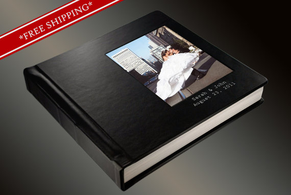 Свадьба - Photo Album Flush Mount Wedding Album with 2 lines of Imprinting - Custom Photo Album 10 x 10 Leatherette Cover- Wedding Album