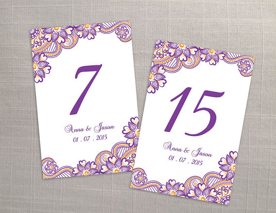 Свадьба - DIY Printable Wedding Table Number Template 