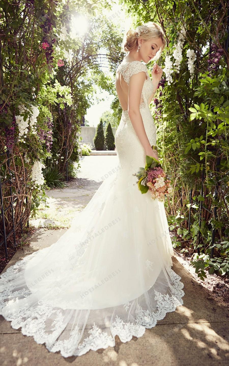 Mariage - Essense of Australia Cap Sleeve Wedding Dresses Style D1845
