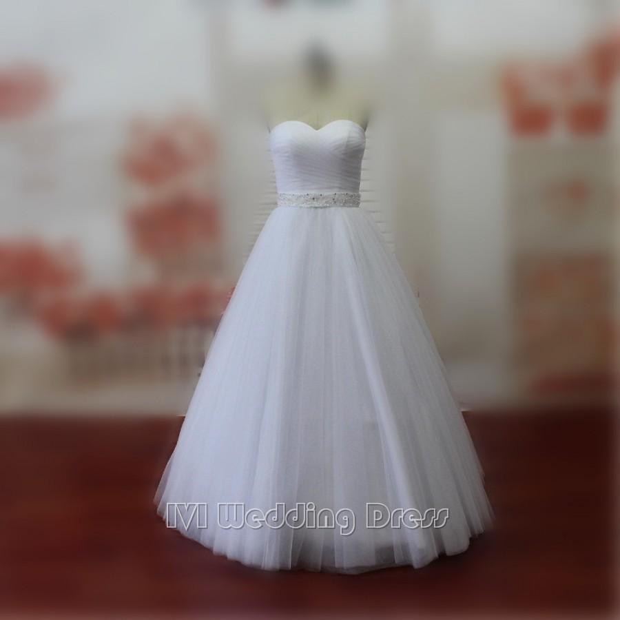 Mariage - Simple A-line Wedding Dress Sweetheart Criss-cross Bridal Dress Floor Length Bridal Gowns Lace-up Tull Wedding Gown Plus Size