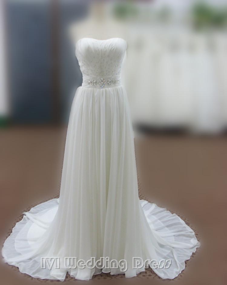 زفاف - Real Samples Sexy Strapless Beach Wedding Dresses Sheth Bridal Gowns with Beadings Evening Dress Prom Gown