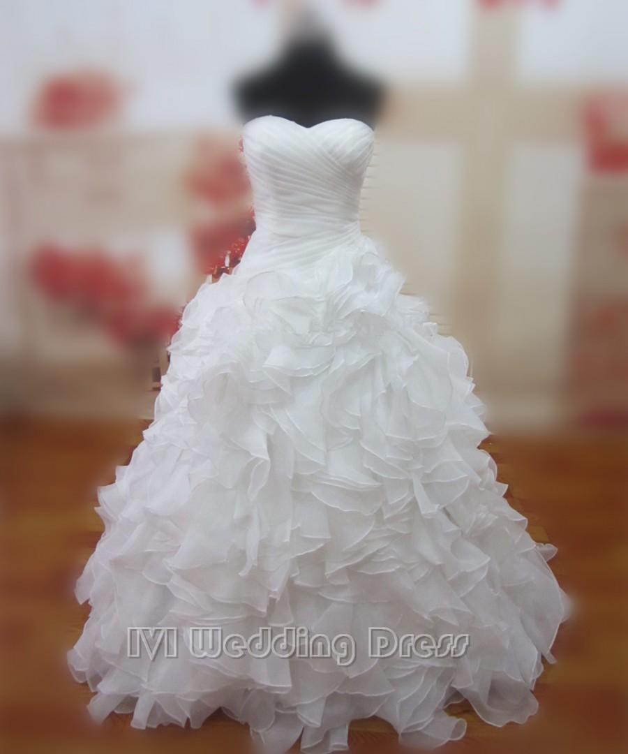Hochzeit - Real Samples Wedding Dresses with Rich Ruffes Chapel Train Bridal Dresses Vestido De Novia Bridal Gowns Made to Order