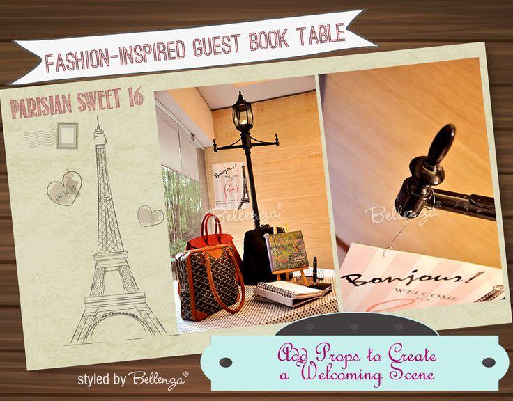 Hochzeit - Sweet 16 Parisian Themed Guest Book Table Inspired By Fashion!