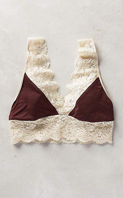 Wedding - Anthropologie - Timo Lace Knit Bralette Wine Xs Intimates