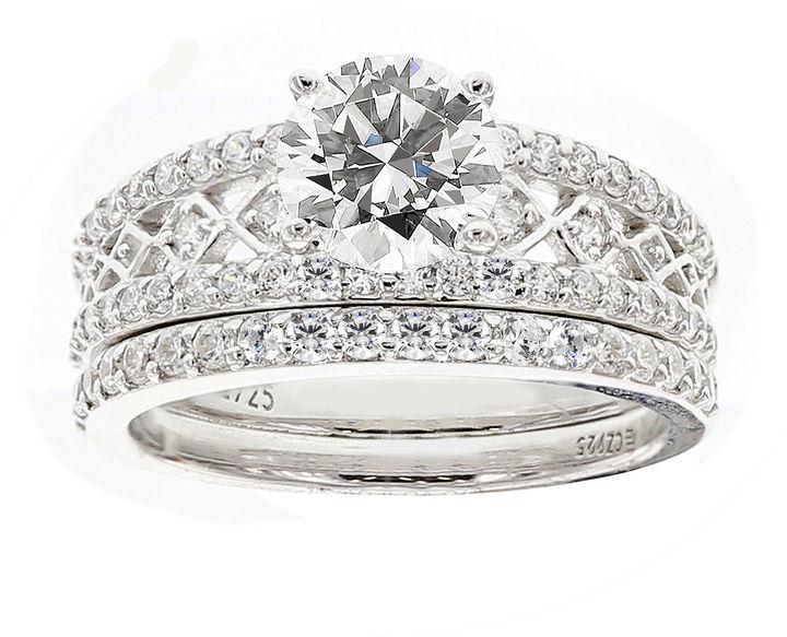 Mariage - FINE JEWELRY DiamonArt Cubic Zirconia Sterling Silver Bridal Set