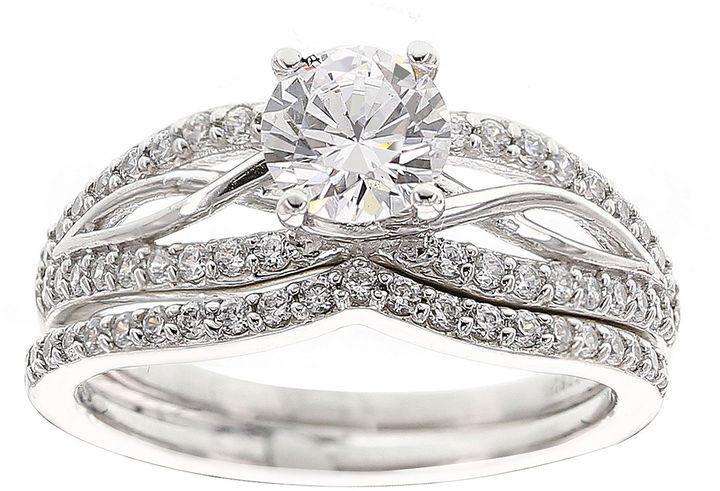 Wedding - FINE JEWELRY DiamonArt Cubic Zirconia Sterling Silver Infinity Bridal Ring Set