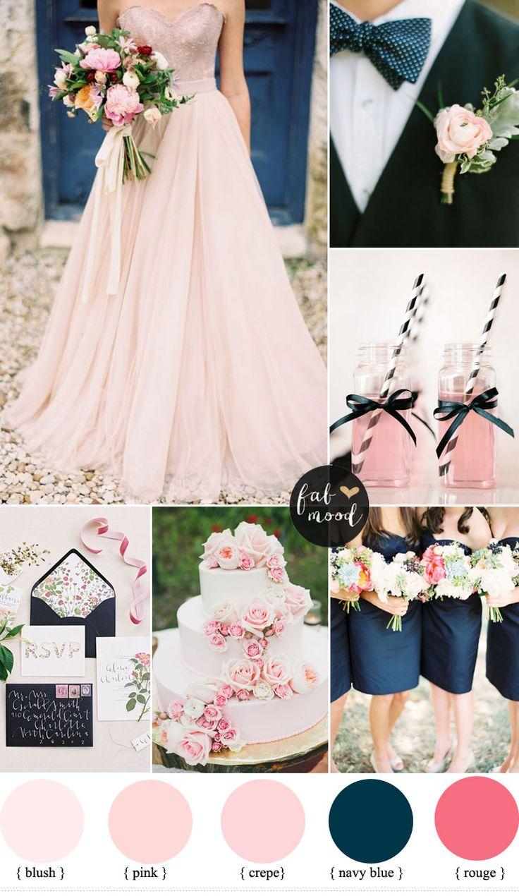 Hochzeit - Blush Pink And Navy Blue Wedding Inspiration
