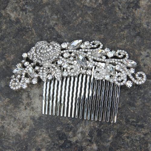 Hochzeit - Vintage Rhinestone Bridal Hair Comb
