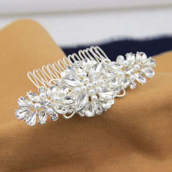 زفاف - Colorful Handmade Pearl Bridal Hair Comb Crystal Gold Wired Headpiece For Brides [HC1126] $14.99 - Tyale Jewelry