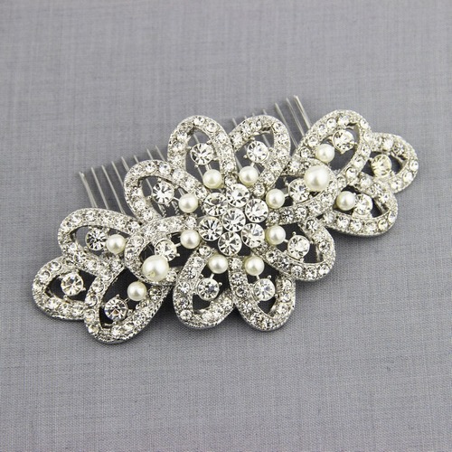 زفاف - Big Size Bridal Hair Comb Art Deco Wedding Hair Accessories Pearls Silver Bridal Headpiece Hair Pin Luxury [HC1050] $12.99 - Tyale Jewelry