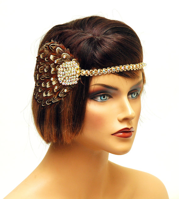 Mariage - Great Gatsby Flapper Headband, 1920's Headpiece, Gatsby Party, Roaring 20's Rhinestone Headpiece, Flapper Dress