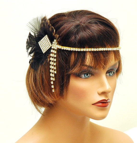 Wedding - Flapper Headband, 1920's Headpiece, Great Gatsby Headband, Roaring 20's Rhinestone Headpiece, Flapper Dress