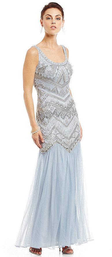 Wedding - JS Collections Art Deco Beaded Mesh Gown