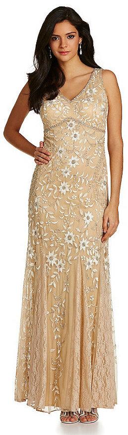 Wedding - Pisarro Nights Sleeveless Floral Embroidered Gown