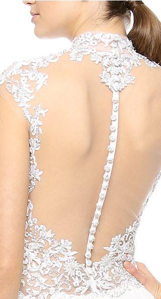 Hochzeit - Reem Acra Full Skirt Gown With Beaded Bodice 