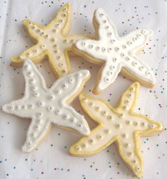 Свадьба - Reserved For Lrbrock----STARFISH Wedding Favors - Beach Wedding Cookie Favors - Starfish Decorated Cookie Favors - 1 Dozen