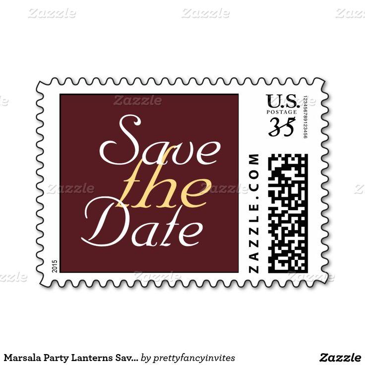 زفاف - Marsala Party Lanterns Save The Date Stamp