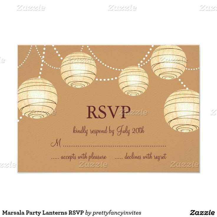 Wedding - Marsala Party Lanterns RSVP 3.5x5 Paper Invitation Card