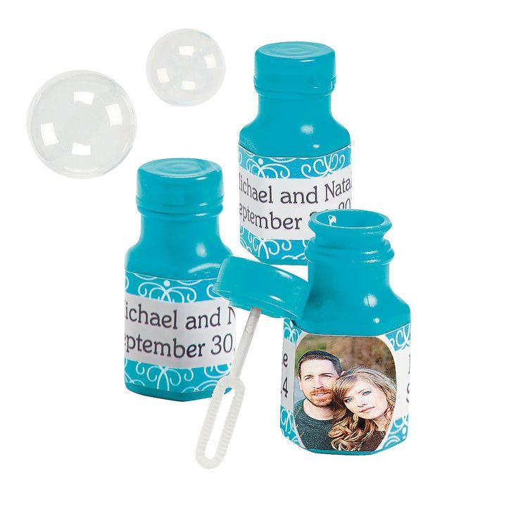 Свадьба - Teal Custom Photo Hexagon Bubble Bottles