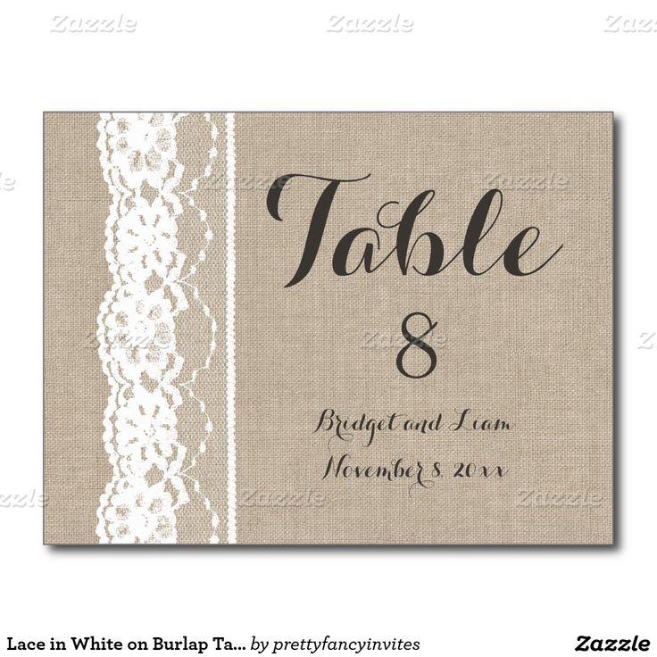 Wedding - Lace In White On Burlap Table Number Postcard