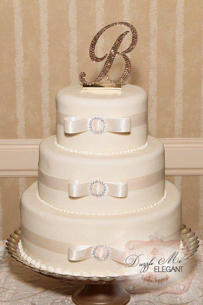 زفاف - Gold Crystal Monogram Cake Topper 