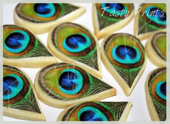 Свадьба - Items Similar To 18 Edible Peacock Feathers - COOKIE DECORATION - Cookie Topper - Wedding Cookie Favor On Etsy