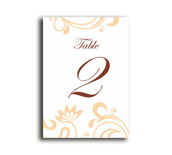 Wedding - Printable Table Numbers DIY Instant Download Elegant Table Number White Peach Wedding Table Numbers Printable Table Cards Digital (Set 1-20)
