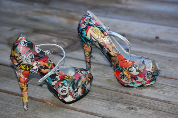 Wedding - Custom Comic Book Covered High Heels : Pick The Style And Character