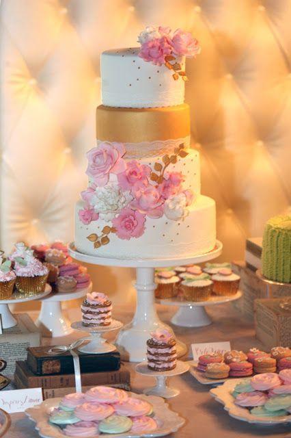 Hochzeit - Cupcake: Casamento Em Rosa, Dourado E Menta