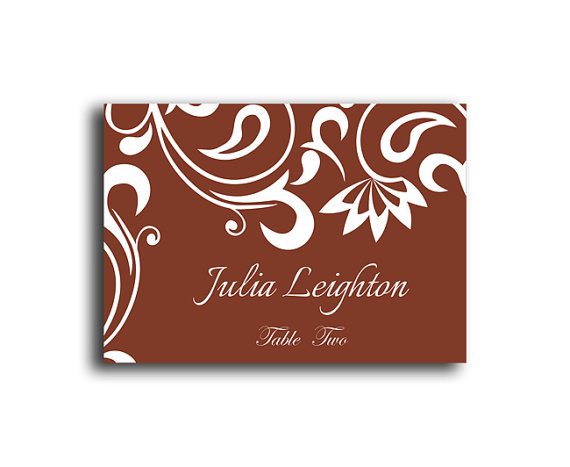 زفاف - Place Cards Wedding Place Card Template DIY Editable Printable Place Cards Elegant Place Cards Floral Brown Place Card Tented Place Card