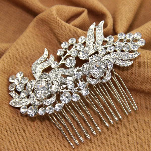 Wedding - Trendy Handmade Flower Design Bridal Hair Clip Crystal Barette