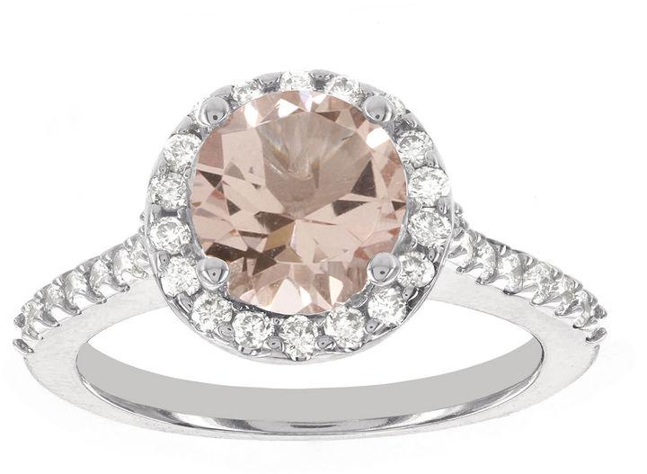 Mariage - MODERN BRIDE Blooming Bridal Genuine Morganite and Diamond 14K White Gold Bridal Ring