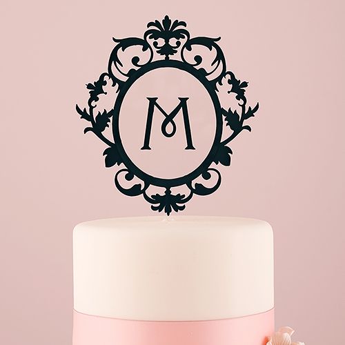 Mariage - Classic Floating Monogram Black Acrylic Cake Topper - Bridal Everything