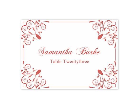 Mariage - Place Cards Wedding Place Card Template DIY Editable Printable Place Cards Elegant Place Cards Red Place Card Tented Place Card