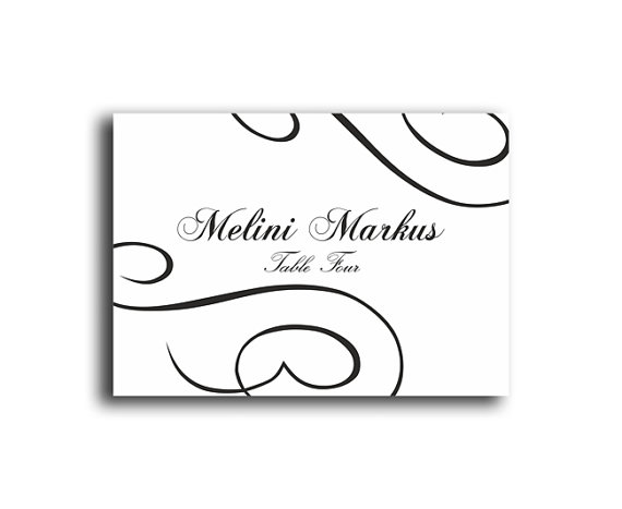 Свадьба - Place Cards Wedding Place Card Template DIY Editable Printable Place Cards Elegant Place Cards Black Place Card Tented Place Card