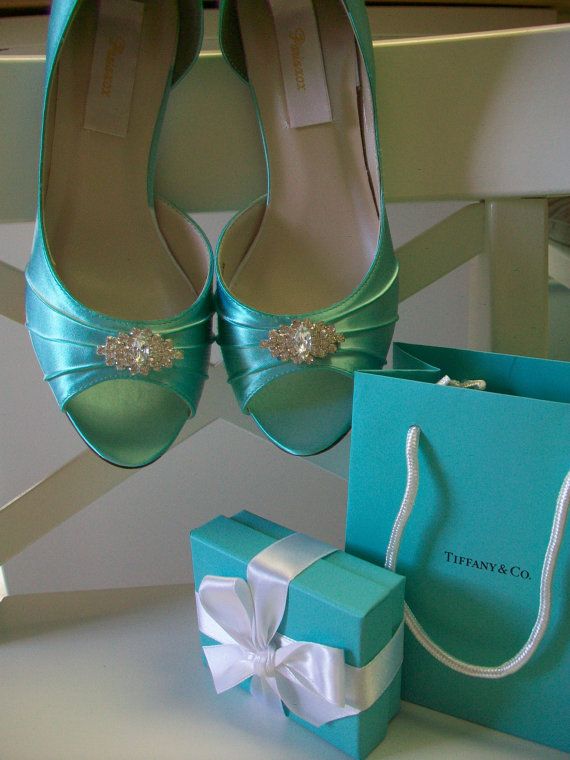 Hochzeit - Wedding Shoes - Aqua Blue - Crystals - Aqua Blue Wedding - Dyeable Choose From Over 100 Colors - Wide Sizes Available - Shoes Parisxox