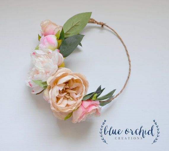 Свадьба - Peony Flower Crown, Boho Wedding, Garden Roses, Blush Flower Crown, Floral Crown, Flower Head Piece, Flower Hair Accessory, Wedding Crown