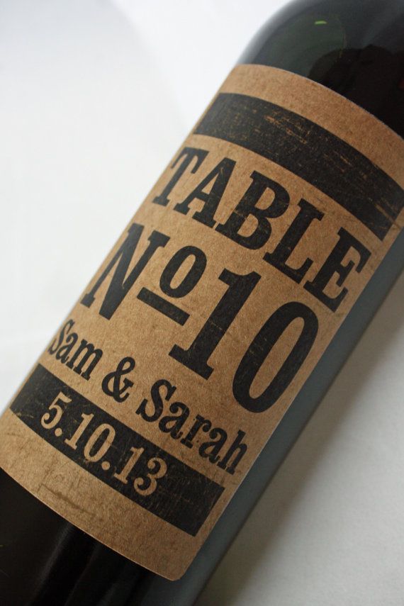 Wedding - Wine Label Table Number 1-10.... Kraft Vintage Stamp
