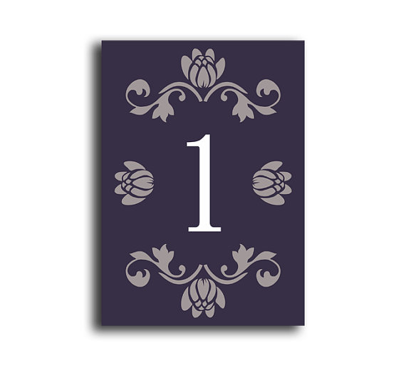 Свадьба - Printable Table Numbers DIY Instant Download Elegant Table Numbers Purple Eggplant Wedding Table Numbers Printable Table Cards (Set 1-20)