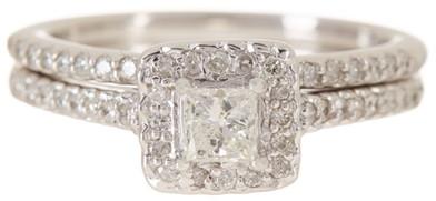 Wedding - 14K White Gold Diamond Wedding Ring Set - 0.75 ctw