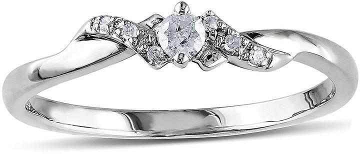 زفاف - MODERN BRIDE 1/10 CT. T.W. Diamond 10K White Gold Bypass Bridal Ring