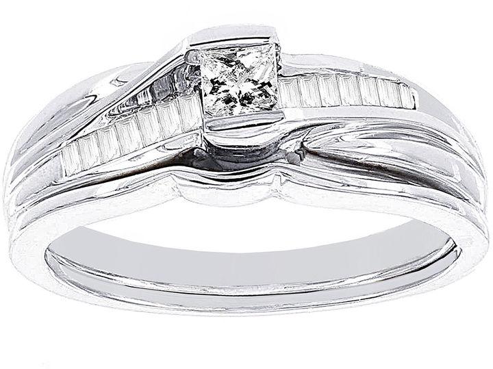 Hochzeit - MODERN BRIDE Lumastar 1/2 CT. T.W. Diamond 10K White Gold Wedding Ring Set