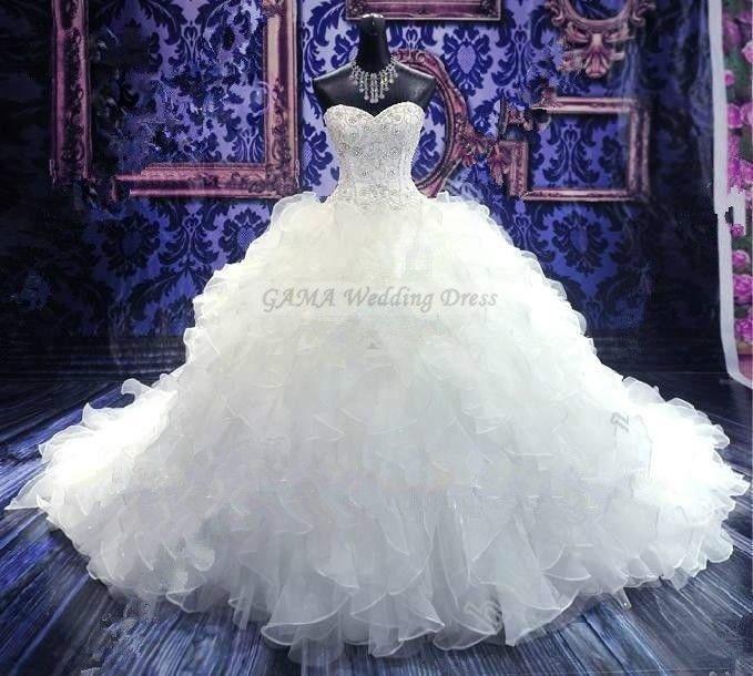 Hochzeit - Corset Wedding Dress Sweetheart Bridal Gown Ruffled Bridal Dress Ball Gown