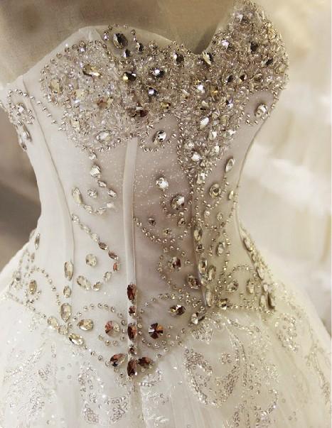 زفاف - Chapel Train Lace-up A-line Wedding Dress with Beaded Corset Bodice Strapless Bridal Gown Plus Size Vestdo De Noiva Online with $167.54/Piece on Gama's Store 