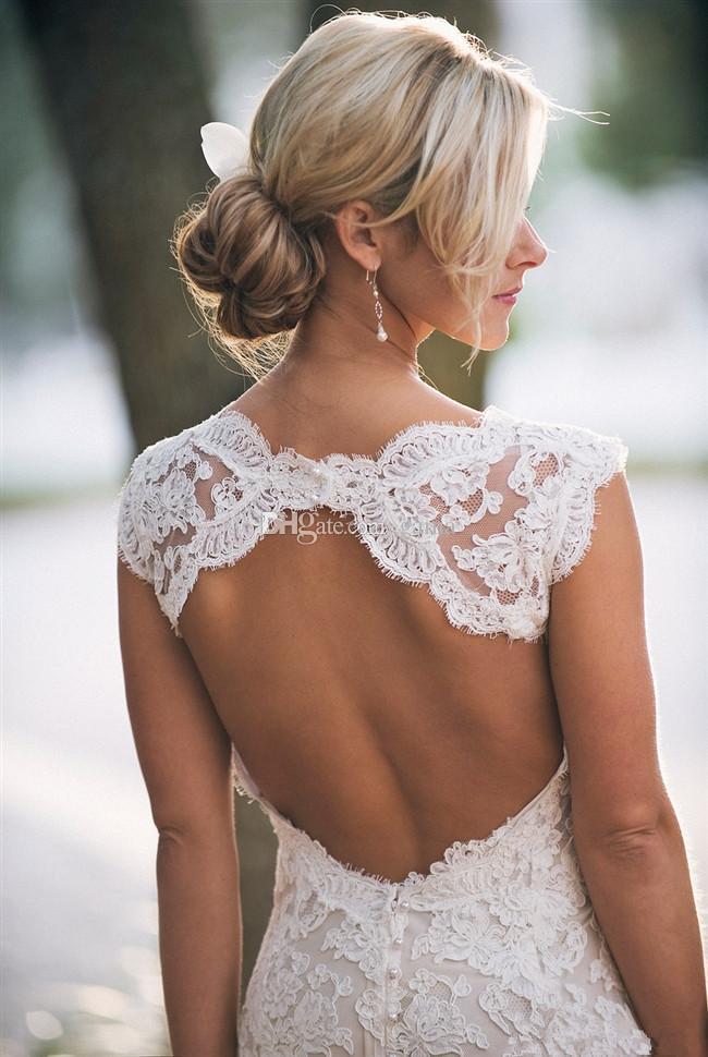 Wedding - Glamourous Court Train V-neck with Shawl Backless Mermaid Lace Wedding Dress Plus Size Bridal Gowns Custom Made Online with $146.6/Piece on Gama's Store 