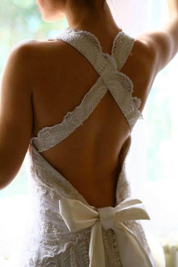 زفاف - Stunning Open Back Scalloped Straps V-neck Trapel Train Lace Wedding Dress Custom Size Made Boho Bridal Gown Plus Size Online with $152.88/Piece on Gama's Store 