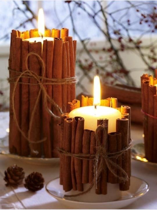 Hochzeit - Tie Cinnamon Sticks Around Your Candles. It Smells...
