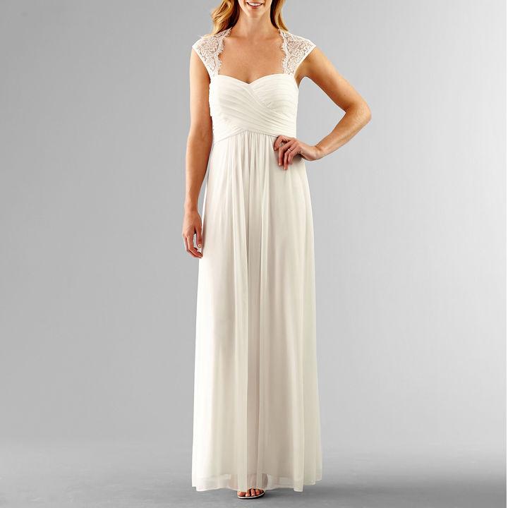 Hochzeit - Scarlett Sleeveless Lace-Shoulder Wedding Gown